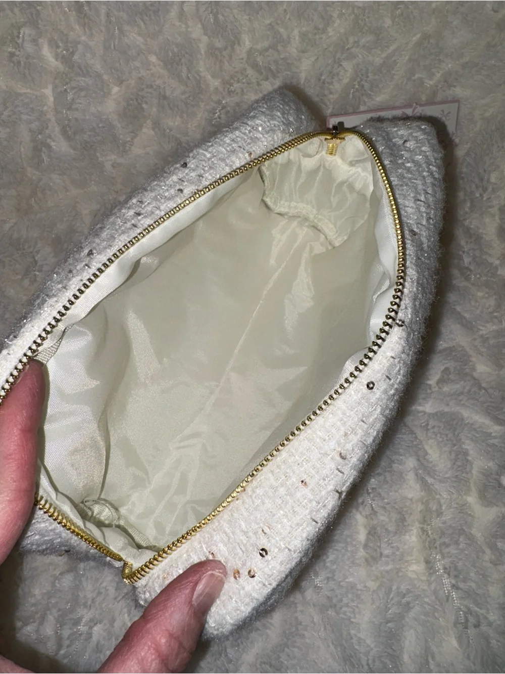 Sparkly Bow Knit - Silver Rhinestone Bow Cosmetic Bag NWT